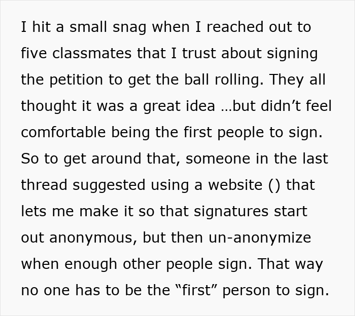 Text discussing students' pushback after professor enforces phone rule without warning in a classroom setting.