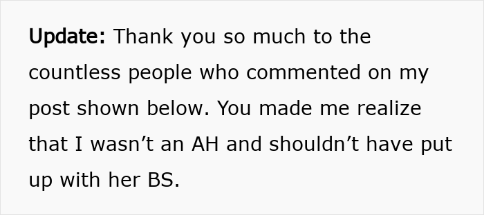 Text post update thanking people for comments that helped realize the MIL trying to exploit pregnancy emergency for Facebook likes.