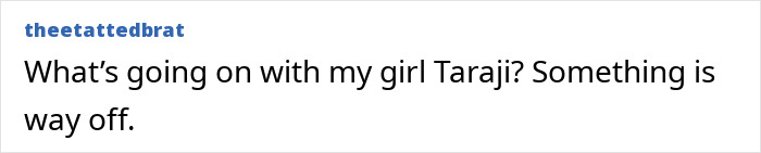 Social media comment expressing concern over Taraji P. Henson's appearance and noticeable face changes.