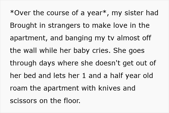 Text describing neglect and unsafe environment around a 2-year-old, leading to CPS involvement by brother. Text describing neglect and unsafe environment around a 2-year-old, leading to CPS involvement by brother.
