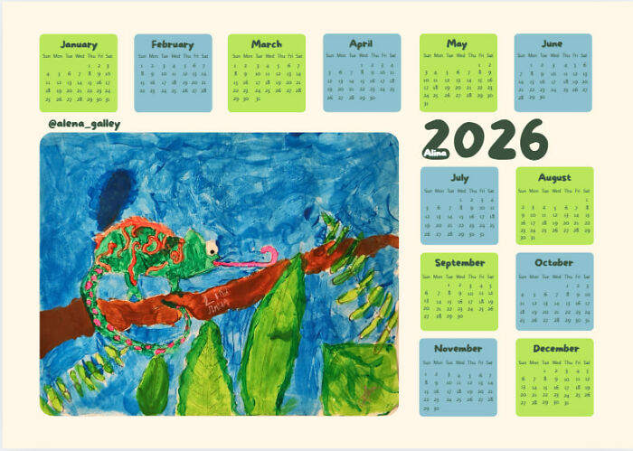 I’m An Art Teacher, And For New Year’s I Wanted My Students To Feel Like Real Artists - So I Turned Their Drawings Into Wall Calendars
