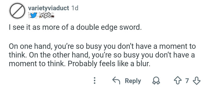 Screenshot of a social media post discussing the busy and stressful nature of airport baristas' work conditions.