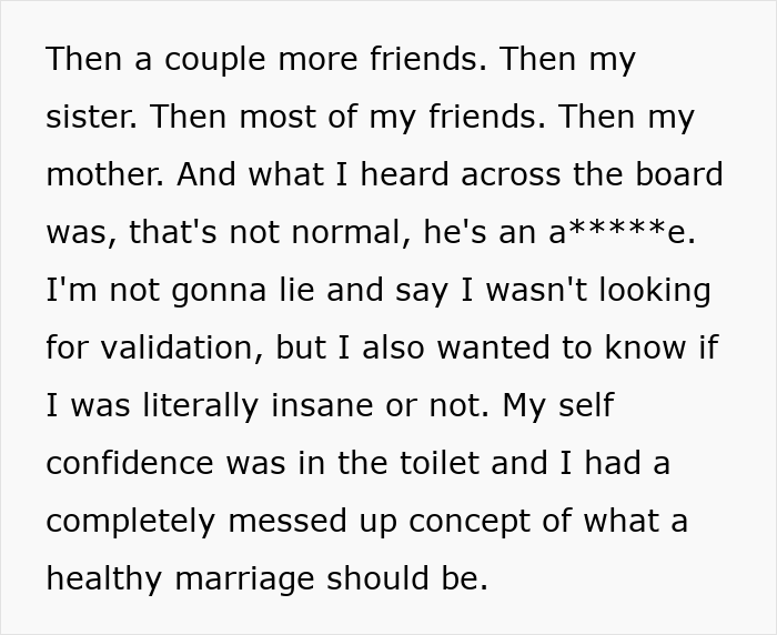 Alt text: Text excerpt discussing self-confidence issues and relationship struggles in a marriage context with husband and wife dynamics.