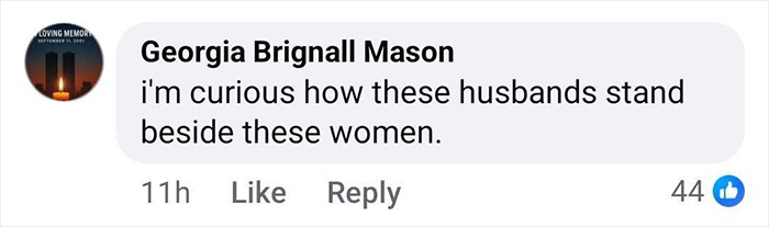 Comment from Georgia Brignall Mason questioning how husbands stand beside these women after hours-long intimate encounter texts surface. Comment from Georgia Brignall Mason questioning how husbands stand beside these women after hours-long intimate encounter texts surface.
