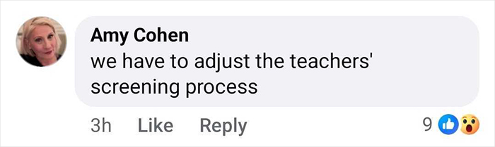 Amy Cohen commenting about the need to adjust the teachers screening process on a social media post. Amy Cohen commenting about the need to adjust the teachers screening process on a social media post.