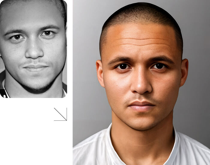 Side-by-side images showing AI prediction of how a missing person would look today, aiding in finding missing people.