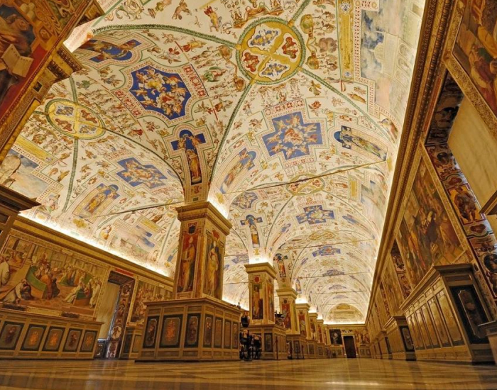 Ornate hall with detailed frescoes and vaulted ceilings in one of the most forbidden places on Earth.