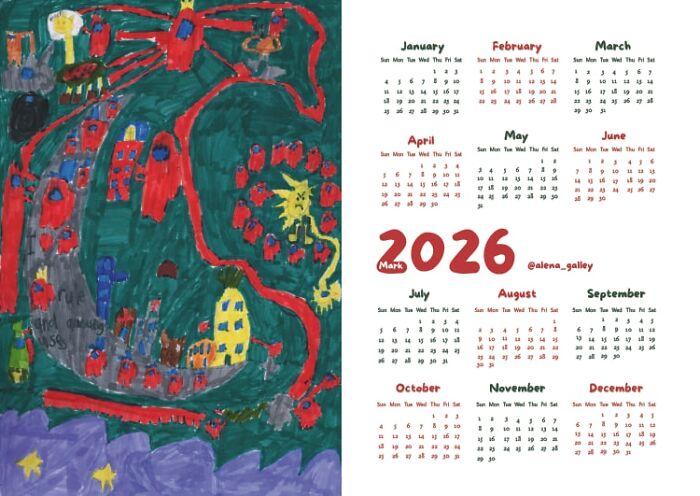 I’m An Art Teacher, And For New Year’s I Wanted My Students To Feel Like Real Artists - So I Turned Their Drawings Into Wall Calendars