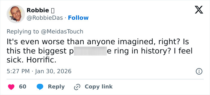 Social media post discussing the Epstein victim and new files alleging involvement with Trump in the a***e case.