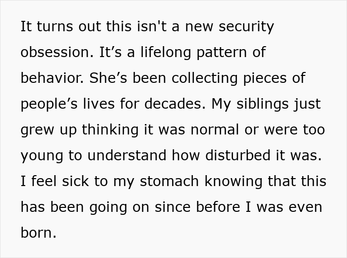 Text describing a lifelong disturbing behavior of secretly going through a girlfriend’s wallet and taking photos of her ID.