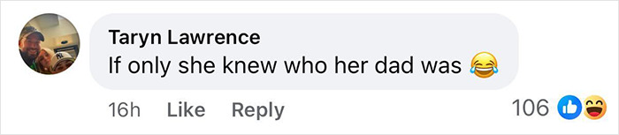 Comment from Taryn Lawrence humorously reacting to Matt Damon's teen daughter roasting his red carpet pose.