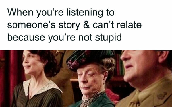 Image of a vintage scene with people showing unimpressed expressions, illustrating relatable memes that hit close to home.