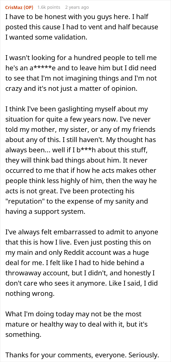 Reddit post of wife deciding to live life like her husband, leaving him fuming about her new chill attitude.