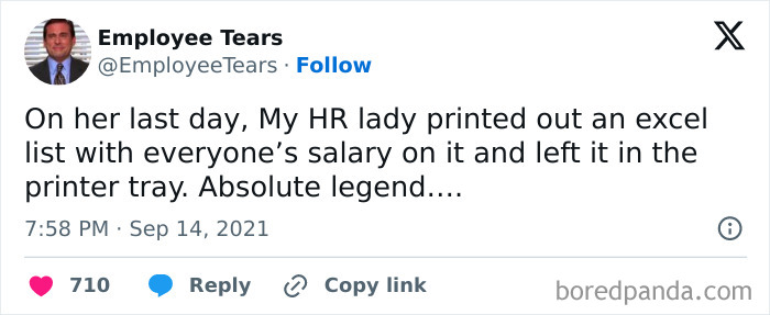 Woman in pink suit holding a sparkler celebrating with confetti and a funny screenshot about office humor and salaries.