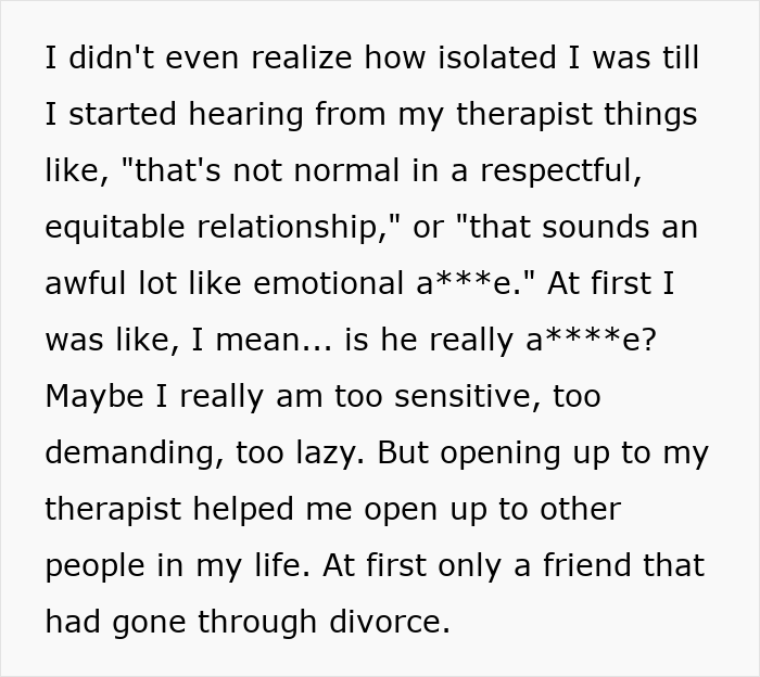 Alt text: Text excerpt discussing emotional a***e and the impact on a wife deciding to live life like her husband.