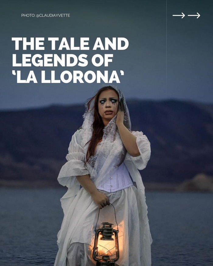 La Llorona figure in white dress by water at dusk holding a lantern, Fun Facts About Mexico