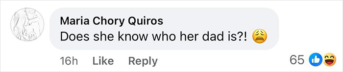 Comment on social media questioning if Matt Damon's teen daughter knows who her dad is, with reaction emojis.