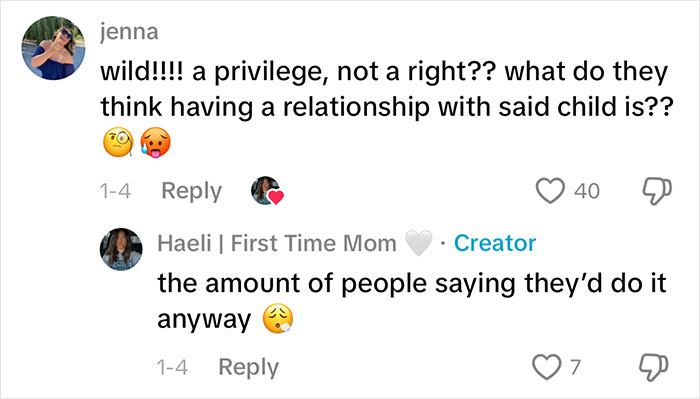 Screenshot of a social media comment thread discussing a woman&rsquo;s gentle reminder for grandma to not kiss her baby.