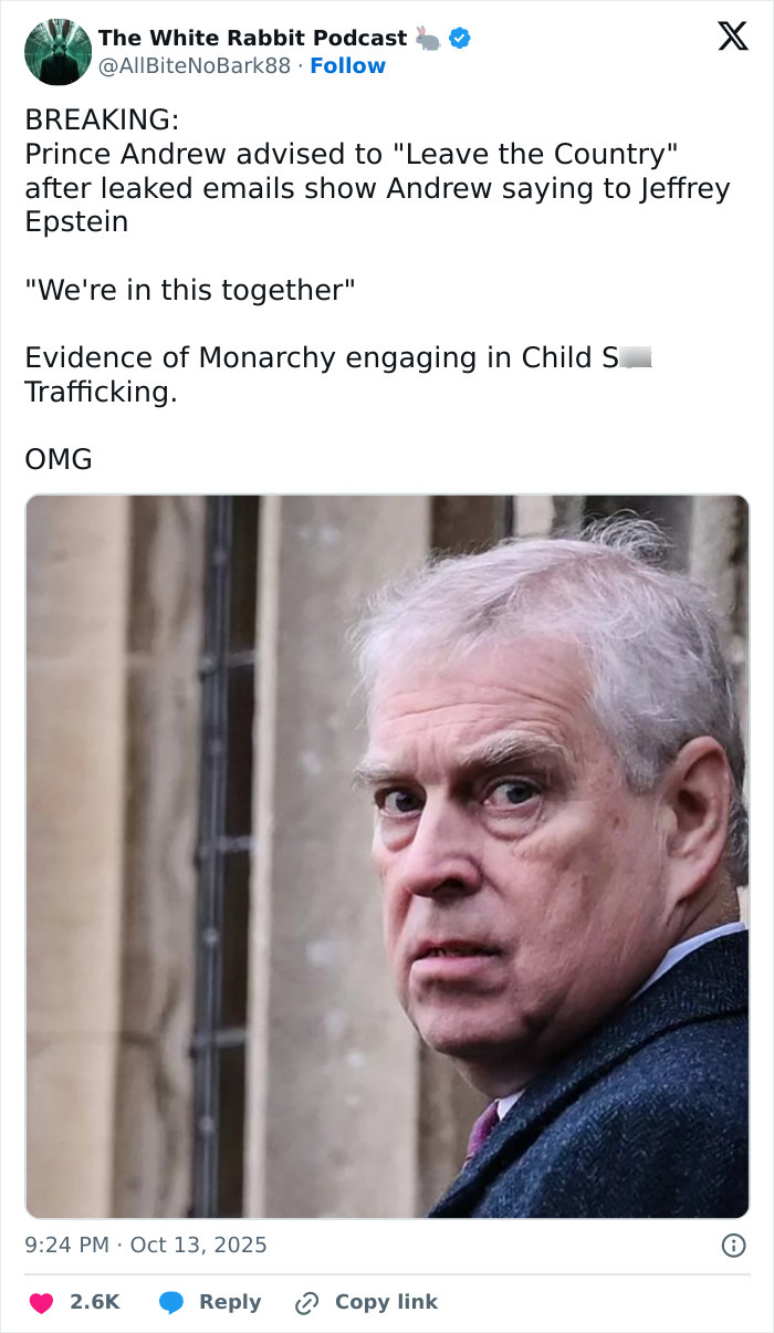 Close-up of Prince Andrew looking serious outdoors, related to news about the country he may move to after eviction.