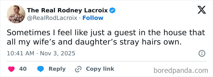 Screenshot of a humorous tweet about dad life and family moments, capturing relatable dad and husband posts.