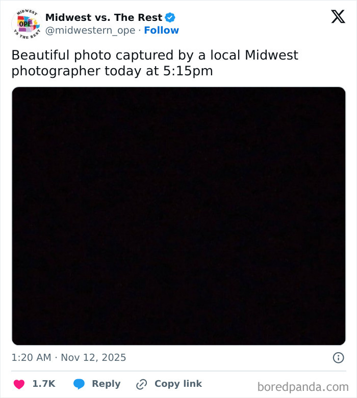 Black image humorously representing Midwest life, evoking spot-on memes about Midwest life and craving some corn.