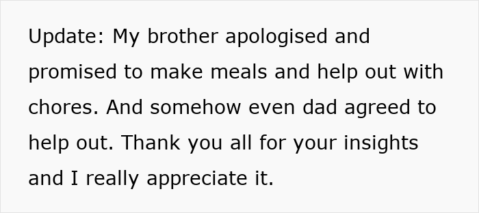 Dad and brother cooking food together in the kitchen, preparing meals and helping with household chores.