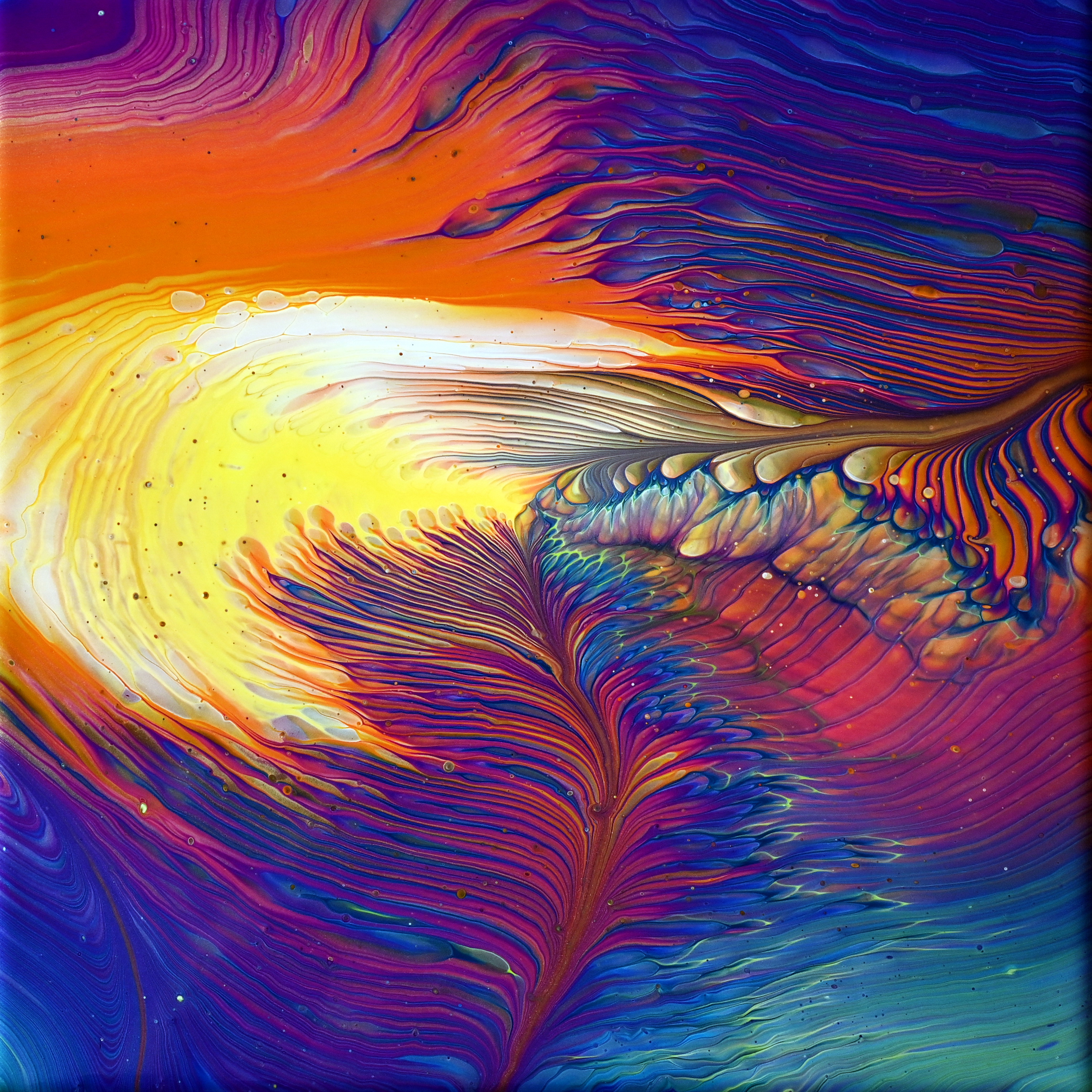 Wrecked Jiggle Pour Acrylic Painting | Sunset Color Palette