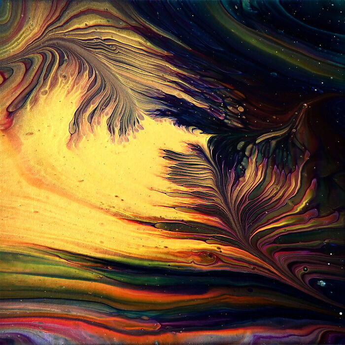 Feathers Of Light: Wrecked Straight Pour Acrylic Painting Feathers Of Light: Wrecked Straight Pour Acrylic Painting