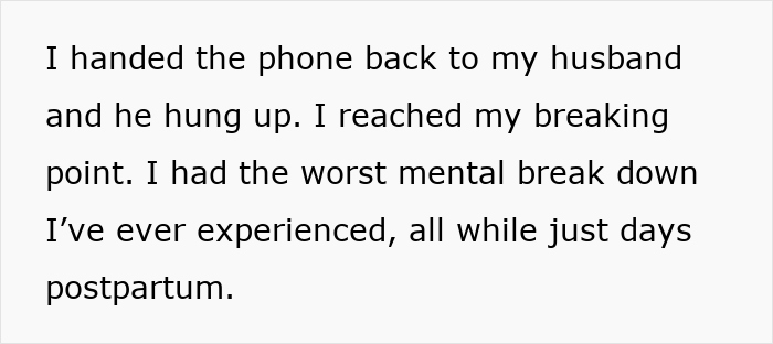Text expressing a postpartum mental breakdown after mistreatment from an evil lady affecting son and daughter-in-law relationship. Text expressing a postpartum mental breakdown after mistreatment from an evil lady affecting son and daughter-in-law relationship.