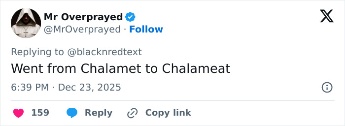 Tweet from Mr Overprayed mocking a 2000s teen heartthrob&rsquo;s unrecognizable appearance at age 48.