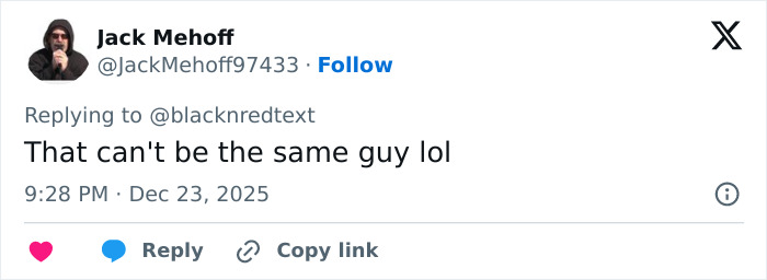 Tweet by user Jack Mehoff reacting to unrecognizable appearance of 2000s teen heartthrob at age 48.