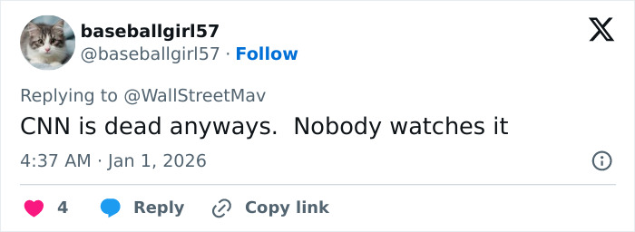 Screenshot of a tweet criticizing CNN, related to Amy Sedaris's transphobic jab during New Year's Eve broadcast controversy.