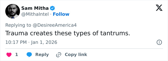 Tweet screenshot showing a comment on the first Karen of 2026 incident where a woman blocks a tourist&rsquo;s shot in Red Rock Canyon.