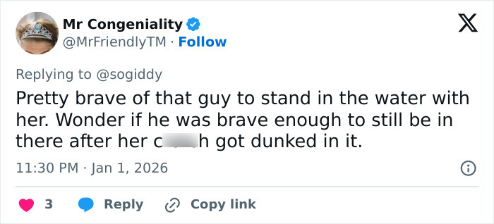 Tweet screenshot showing a comment about bravery during a baptism, relating to an adult star who went viral. Tweet screenshot showing a comment about bravery during a baptism, relating to an adult star who went viral.