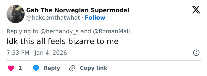 A social media comment expressing confusion and mentioning the word bizarre related to JoJo Siwa's name change.