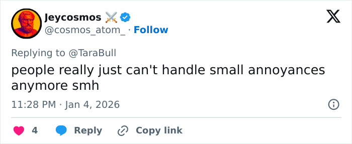 Male Karen tweet screenshot reading people really just can't handle small annoyances anymore smh