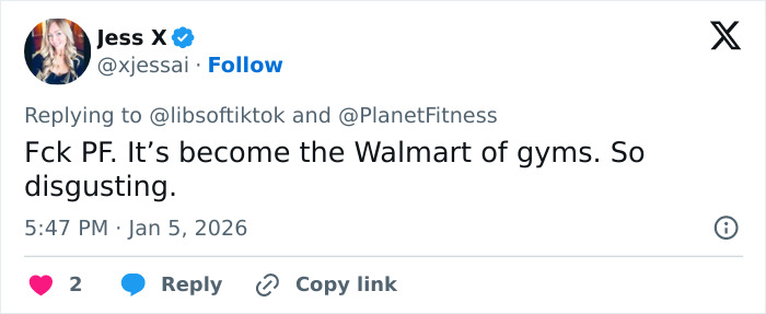 Social media post criticizing Planet Fitness amid transphobic bathroom incident and locker room gender policy outrage. Social media post criticizing Planet Fitness amid transphobic bathroom incident and locker room gender policy outrage.