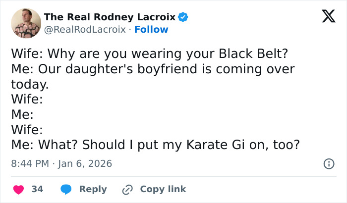 Tweet showing a humorous and painfully relatable post dads and husbands might find about protective parenting.