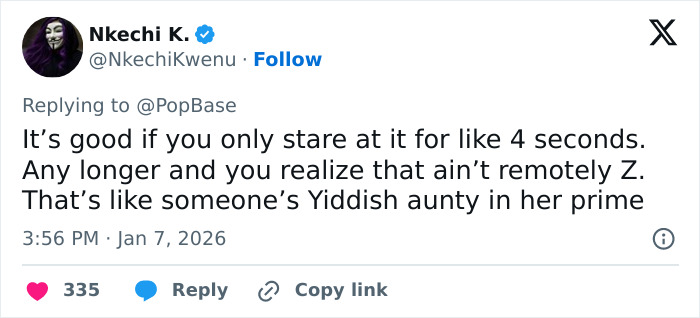 Tweet screenshot criticizing Zendaya wax figure at Madame Tussauds as unrecognizable and awkward.