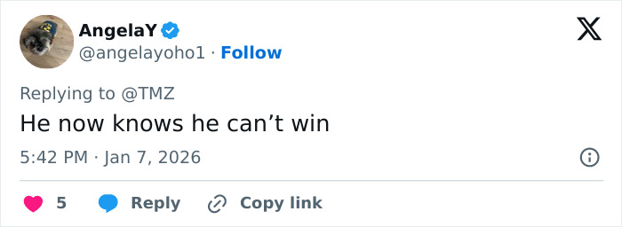 AngelaY replies on Twitter commenting about the plot twist in Nick Reiner&rsquo;s family breaking silence after lawyer quits case.