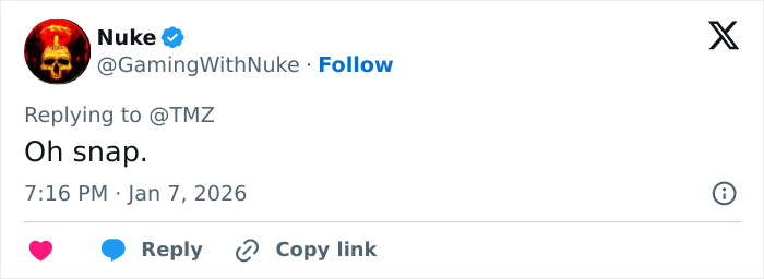 Screenshot of a tweet reacting to Nick Reiner&rsquo;s family breaking their silence after his lawyer quits the case.