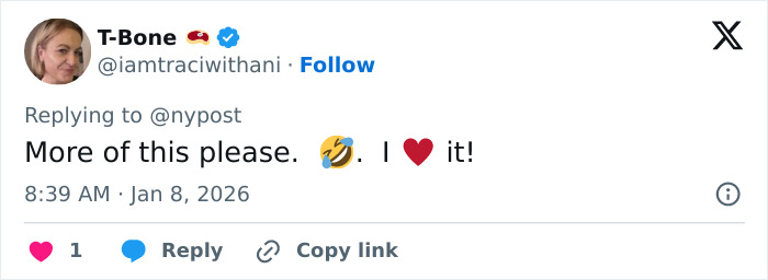 Screenshot of a social media reply showing support for the pizzeria owner known for his salty replies to reviews.