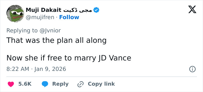 Tweet by Muji Dakait mentioning Erika Kirk facing custody speculation after a controversial remark by a congresswoman.