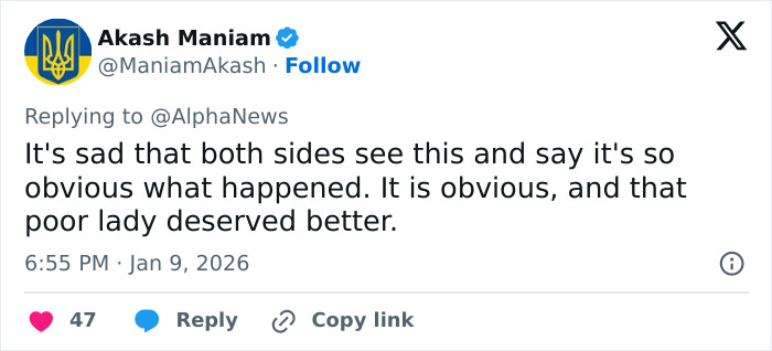 Screenshot of a tweet about the newly released ICE video adding missing context to the fatal shooting of Ren&eacute;e Nicole Good.