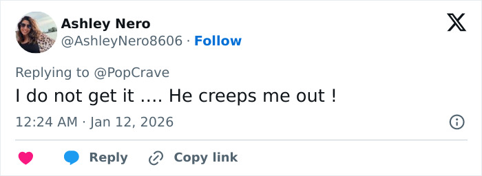 Fan commenting on Selena Gomez and Benny Blanco's notable Golden Globes look causing a disgusting mess reaction online.