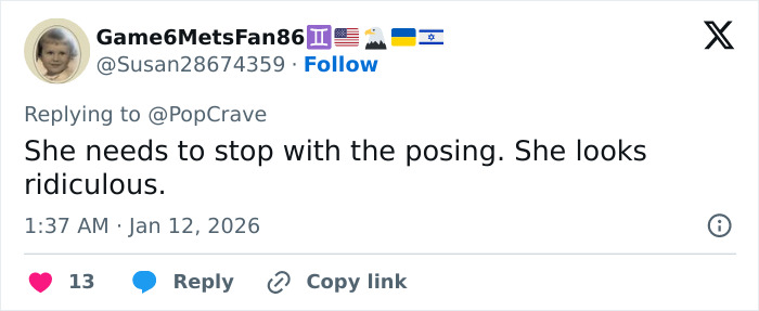 Screenshot of a tweet criticizing Jennifer Lopez’s Golden Globes look, highlighting ageist backlash and posing comments. Screenshot of a tweet criticizing Jennifer Lopez’s Golden Globes look, highlighting ageist backlash and posing comments.