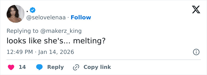 Twitter user replying to a post about Kylie Jenner&rsquo;s weird Golden Globes seat photo sparking heated debate online.