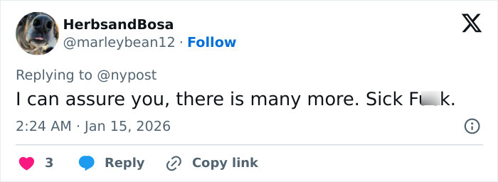 Tweet from user HerbsandBosa replying with outrage over Melissa Gilbert's tone-deaf Instagram fridge tour amid husband's charges.