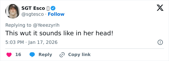 Screenshot of a tweet discussing Bianca Censori&rsquo;s unexpected talent that breaks the internet, posted by SGT Esco.