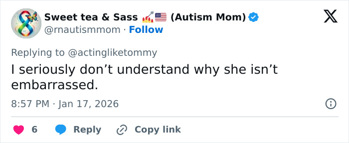 Tweet text reading a user expressing confusion over why Lara Trump isn't embarrassed, highlighting reactions to her dance moves in a music video.